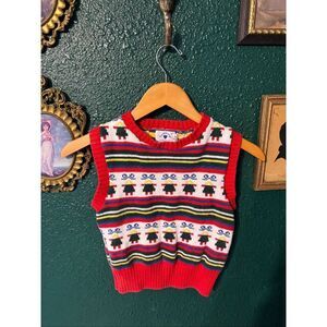Hartstrings Vintage Christmas Sweater Vest Size 6X Kids Girls